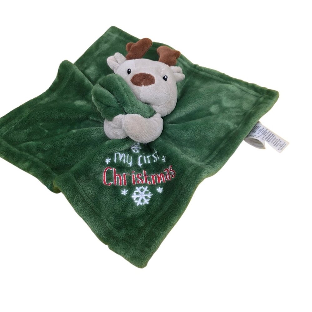 Baby Essentials Baby's 1st Christmas Green Security Blanket Plush Reindeer